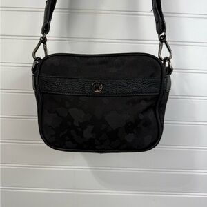 Lululemon Now and Always black camo jacquard 3L mini zippered crossbody purse.